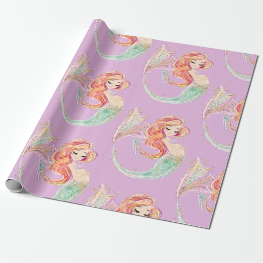 SNELLER MERMAID BABY SHOWER Wrapppapier Cadeaupapier (Uitgerold)
