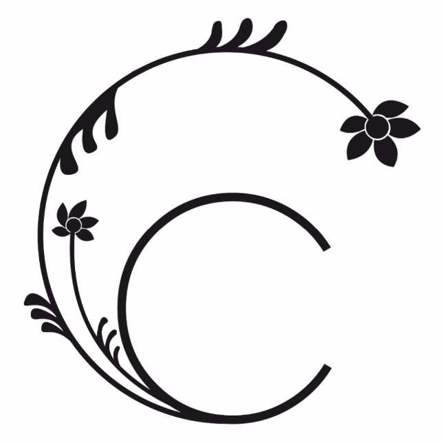 SNELLER MONOGRAM LETTER C BLACK STAAND FOTOBEELDJE  (Voorkant)