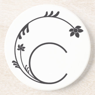 SNELLER MONOGRAM LETTER C WHITE ZANDSTEEN ONDERZETTER