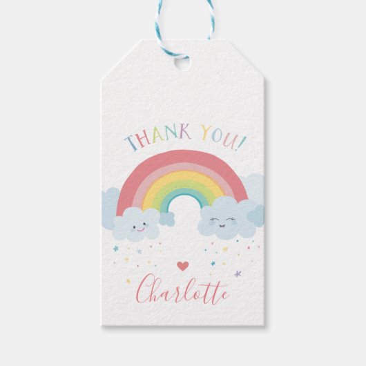 SNELLER RAINBOW CLOUDS kinder pastelkleuren afbeel Cadeaulabel (Voorkant)