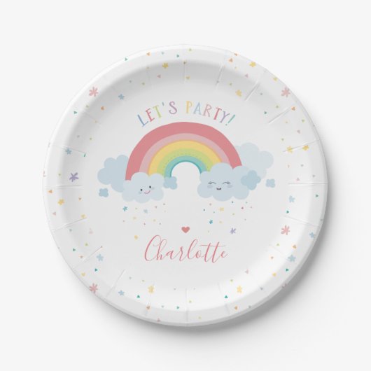 SNELLER RAINBOW CLOUDS kinder pastelkleuren afbeel Papieren Bordje (Voorkant)