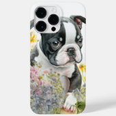 SNELLER WATERVERF ZWART EN WITTE BOSTON TERRIER Case-Mate iPhone CASE (Achterkant)