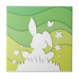 Snellere 3D-papiersnijden groene natuur lente Tegeltje