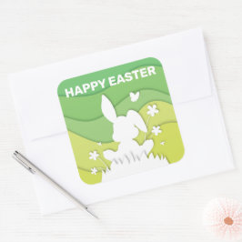 Snellere 3D-papiersnijden groene natuur lente Vierkante Sticker