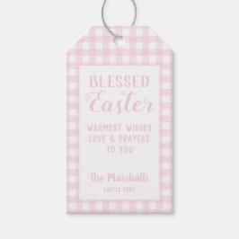 Snellere Baby roze gingham afdrukbaar op maat Cadeaulabel