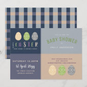 Snellere Baby shower nodigt blauwe zachte roze uit Kaart (Voorkant / Achterkant)