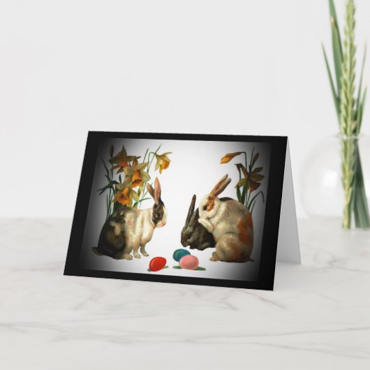 Snellere Bunnies die Snoep-eieren bekijken, ZSSG Feestdagen Kaart (Voorkant)