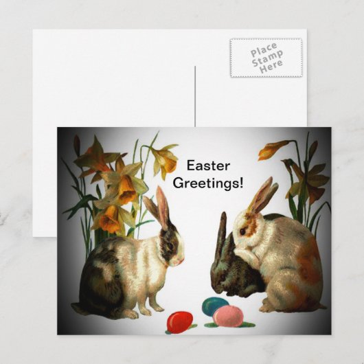 Snellere  Bunnies die Snoep-eieren bekijken, ZSSG Feestdagenkaart (Voorkant / Achterkant)