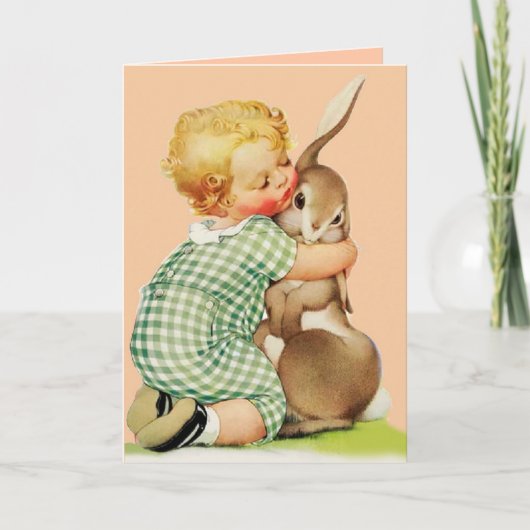 SNELLERE BUNNY baby HUGGGGING, Roze Feestdagen Kaart (Voorkant)