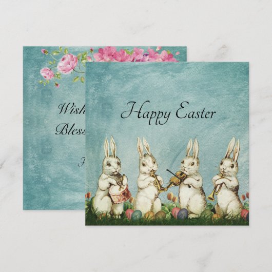 Snellere bunny Band Card Personaliseert tekst Feestdagenkaart (Voorkant / Achterkant)