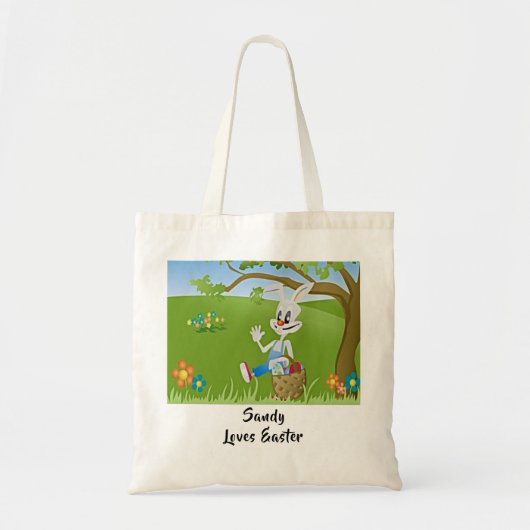Snellere bunny Basket van Eieren voegt de Naam van Tote Bag (Voorkant)
