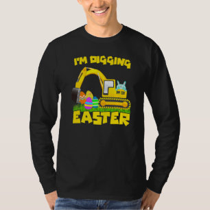 Snellere bunny Eggs Digging Tractor Excavator Kind T-shirt