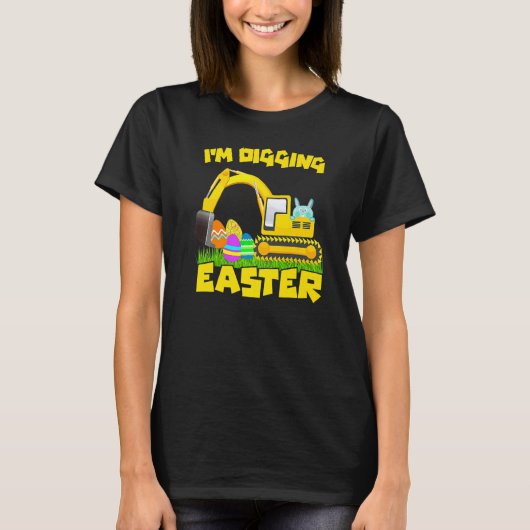 Snellere bunny Eggs Digging Tractor Excavator Kind T-shirt (Voorkant)