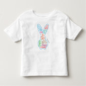 Snellere Bunny Graphic Word Cloud met Kind Name Kinder Shirts (Voorkant)