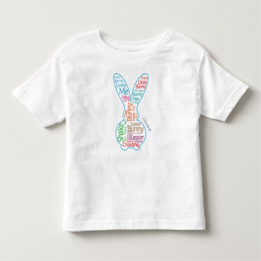 Snellere Bunny Graphic Word Cloud met Kind Name Kinder Shirts (Voorkant)