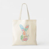 Snellere Bunny Graphic Word Cloud met Kind Name Ye Tote Bag (Achterkant)