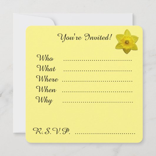 Snellere Daffodil-uitnodigingen Pasen-Kaarten aanp Kaart (Achterkant)