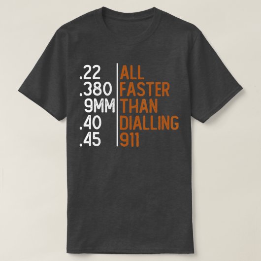 Snellere dan het Draaien van 911 Pistool Ammo Love T-shirt (Design voorkant)