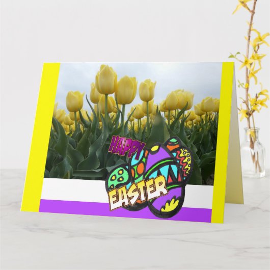 Snellere gele Tulps Design Folded Wenskaart Kaart (Gele Bloem)