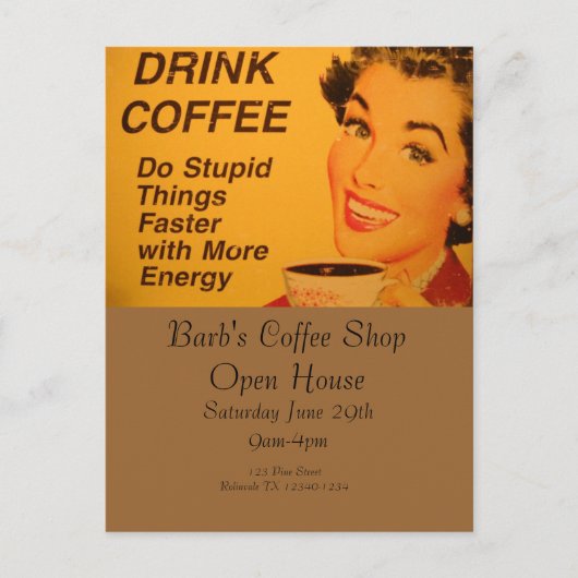 Snellere koffie voor stommere dingen briefkaart (Voorkant)