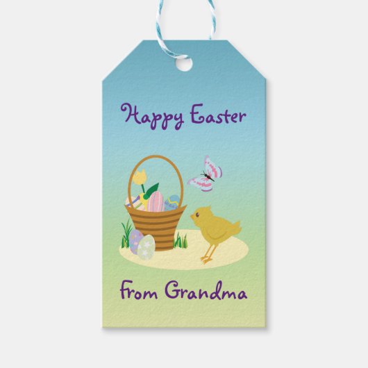 Snellere mandje en Baby klok Cadeaulabel (Voorkant)