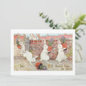 Snellere paasbunnies voor het afkoelen van gebroke feestdagenkaart (Staand voorkant)