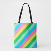 Snellere pasteelkleuren roze blauwe strepen tote bag (Voorkant)