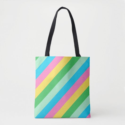 Snellere pasteelkleuren roze blauwe strepen tote bag (Voorkant)