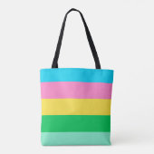 Snellere pasteelkleuren roze blauwe strepen tote bag (Achterkant)