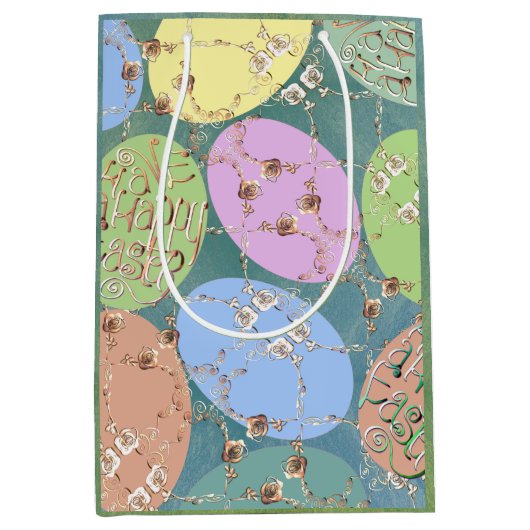 Snellere Rozen eieren op blauw groenverdampingspap Medium Cadeauzakje (Voorkant)