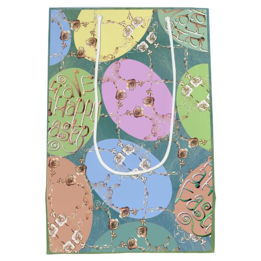 Snellere Rozen eieren op blauw groenverdampingspap Medium Cadeauzakje (Achterkant)