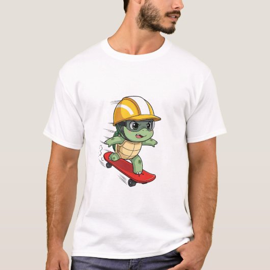 Snelrijdende Schilder Turtle Karakter T-shirt (Voorkant)