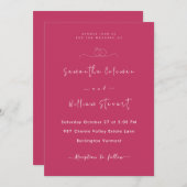 Snelroze minimalistisch script | Moderne bruiloft Kaart (Voorkant / Achterkant)