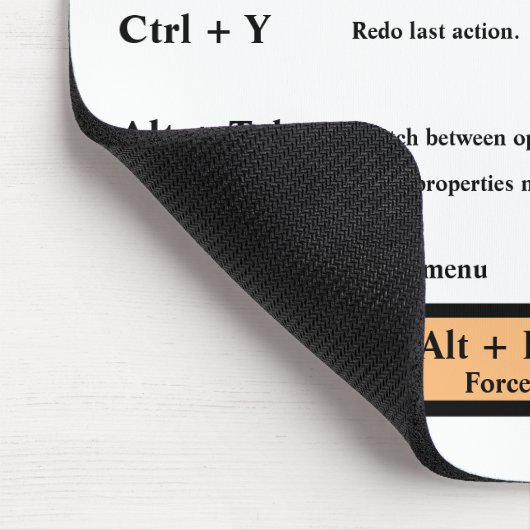 Sneltoetsen Helper Mousepad Muismat (Hoek)