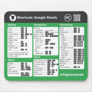 Sneltoetsen op Google Sheets voor pc Muismat