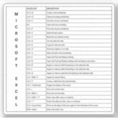 Sneltoetsen voor Microsoft Excel Windows Sticker (Voorkant)