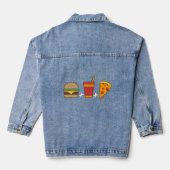 Snelvoedsel Trio: Burger, Frisdrank, Pizzapunt in Denim Jacket (Achterkant)