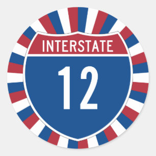 Snelweg 12 ronde sticker