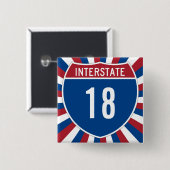 Snelweg 18 vierkante button 5,1 cm (Voorkant /achterkant)
