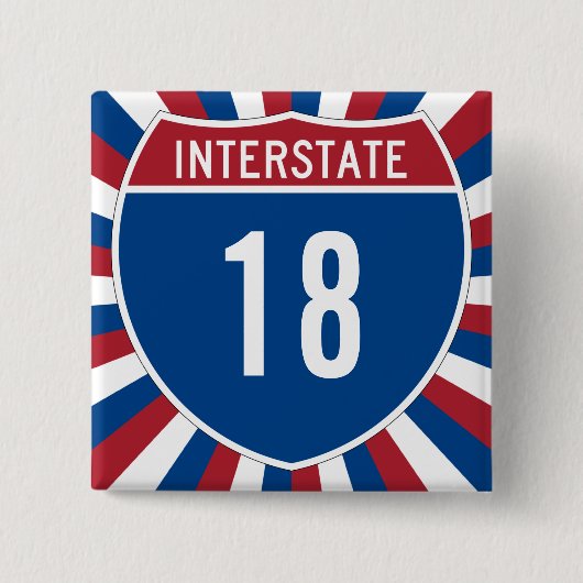 Snelweg 18 vierkante button 5,1 cm (Voorkant)