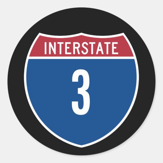 Snelweg 3 ronde sticker (Voorkant)