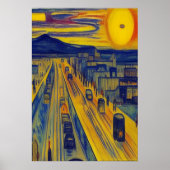 Snelweg en stad | AI Art Poster (Voorkant)