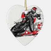 Snelweg met flatbaanmotor racer keramisch ornament (Rechts)