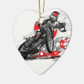 Snelweg met flatbaanmotor racer keramisch ornament (Links)