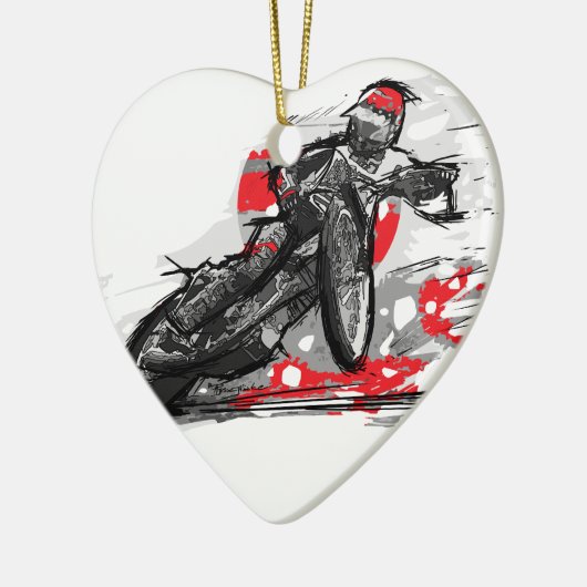 Snelweg met flatbaanmotor racer keramisch ornament (Links)