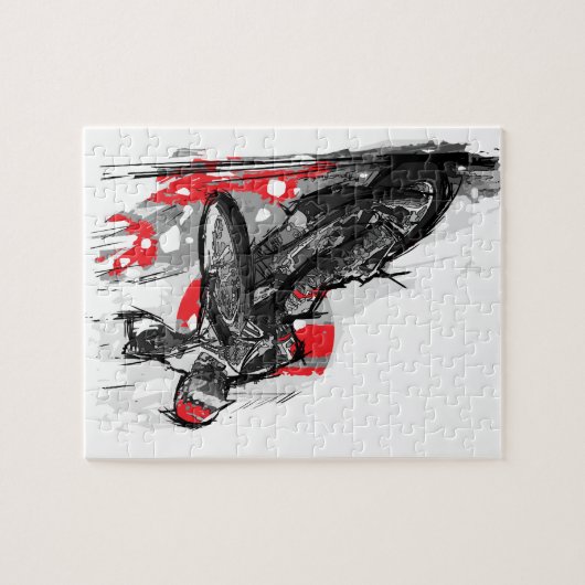 Snelweg met flatbaanmotor racer legpuzzel (Horizontaal)