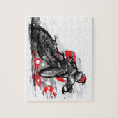 Snelweg met flatbaanmotor racer legpuzzel (Verticaal)