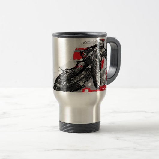 Snelweg met flatbaanmotor racer reisbeker (Voorkant rechts)