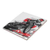 Snelweg met flatbaanmotor racer tegeltje (Zijkant)