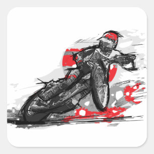 Snelweg met flatbaanmotor racer vierkante sticker